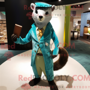 Cyan Marten maskot kostyme...