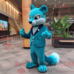 Cyan Marten maskot kostume...