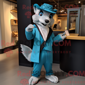 Cyan Marten maskot kostyme...