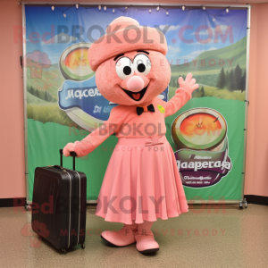 Peach Jambalaya mascot costume character dressed with a Circle Skirt and Briefcases