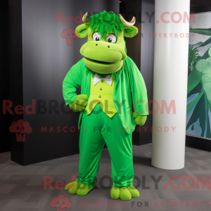 Lime Green Bison mascot...