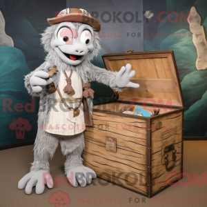 Grå skattekiste maskot...