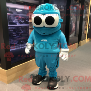 Cyan Commando mascot...