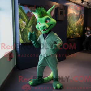 Fantasia de mascote Chupacabra verde com calças e gravatas - Mascotes chupacabras - REBROKO_360000 - RedBrokoly.com