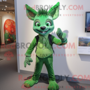 Fantasia de mascote Chupacabra verde com calças e gravatas - Mascotes chupacabras - REBROKO_360003 - RedBrokoly.com