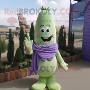 Lavender Asparagus mascot costume character dressed with a Bodysuit and Cummerbunds