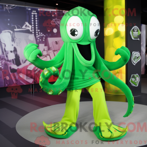Limegrøn Kraken maskot...