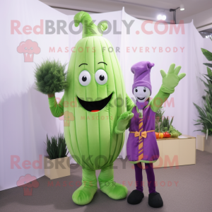 Lavender Asparagus mascot costume character dressed with a Bodysuit and Cummerbunds