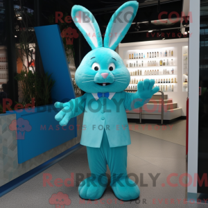Cyan Rabbit Maskottchen...