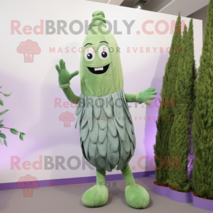 Lavender Asparagus mascot costume character dressed with a Bodysuit and Cummerbunds