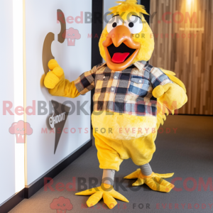 Gold Rooster mascot costume...