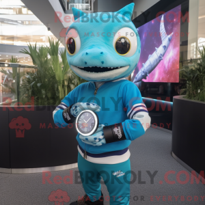 Cyan Barracuda maskot...