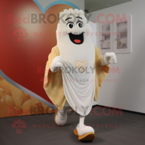 Cream Heart mascot costume character dressed with a Running Shorts and Shawls