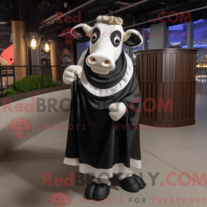 Sort Holstein Cow maskot...