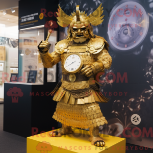 Gold Samurai mascot costume...