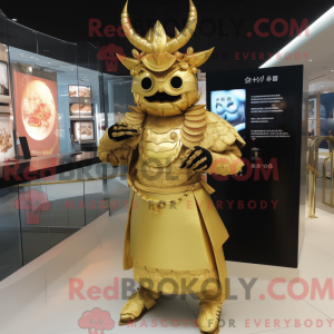 Guld Samurai maskot kostume...