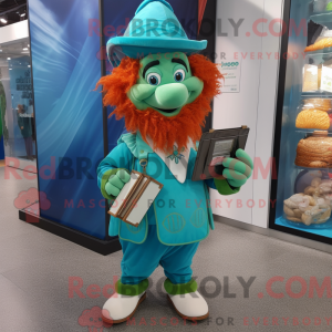 Blågrøn Leprechaun maskot...
