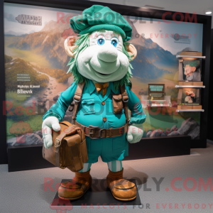 Blågrøn Leprechaun maskot...