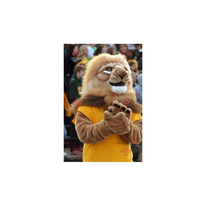 Brown lion mascot with a large mane - Redbrokoly.com