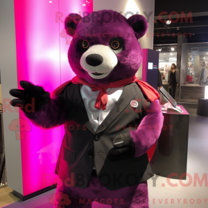 Magenta Bear mascot costume...