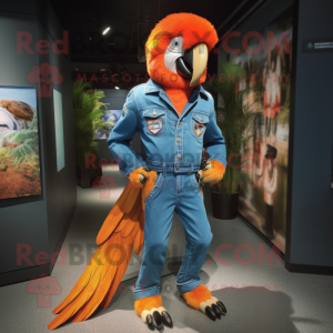 Orange Macaw maskot dräkt...