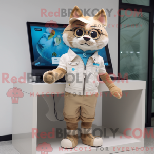 Tan Cat mascot costume...
