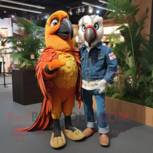 Oransje Macaw maskot drakt...