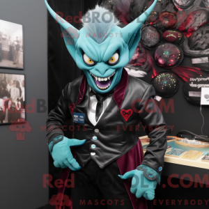 Teal Vampire mascot costume...