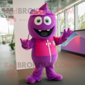 Purple Pink mascot costume character dressed with a Henley Tee and Wraps