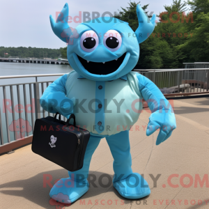 Cyan Crab maskotdraktfigur...