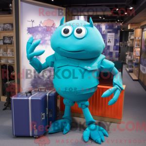 Cyan Crab maskotdraktfigur...