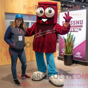 Maroon Stilt Walker maskot...