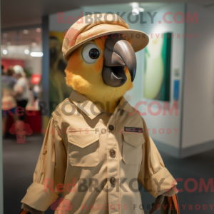 Tan Parrot maskot kostume...