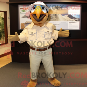 Tan Parrot maskot kostume...