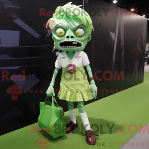 Grøn Zombie maskot kostume...