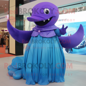 Purple Blue Whale mascotte...