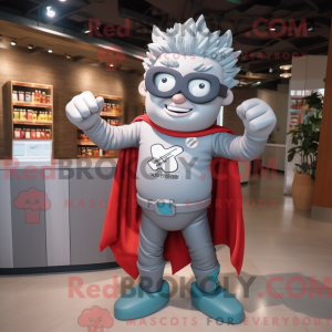 Gray Superhero mascot...