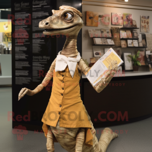 nan Coelophysis mascot costume character dressed with a Empire Waist Dress and Wallets