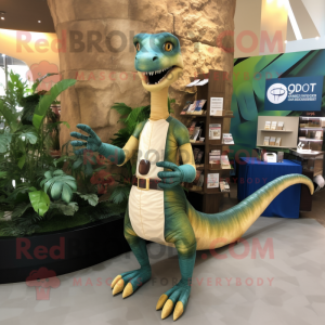 nan Coelophysis mascot costume character dressed with a Empire Waist Dress and Wallets