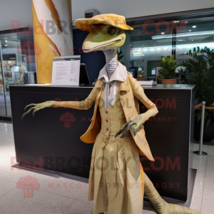 nan Coelophysis mascot costume character dressed with a Empire Waist Dress and Wallets