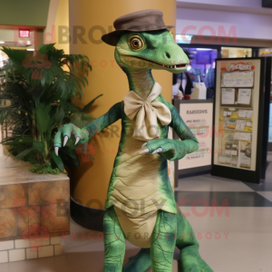 nan Coelophysis mascot costume character dressed with a Empire Waist Dress and Wallets