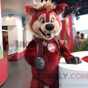 Maroon hyæne maskot kostume...