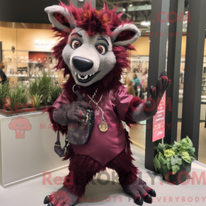 Maroon Hyena mascot costume...