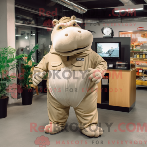Beige Hippopotamus mascot...