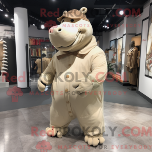 Beige Hippopotamus mascot...