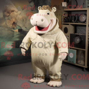 Beżowy flodhest maskot...