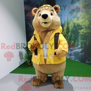 Gul Beaver maskot drakt...