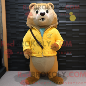Gul Beaver maskot drakt...
