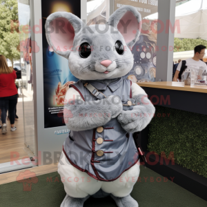 Silver Chinchilla mascot costume character dressed with a A-Line Skirt and Smartwatches