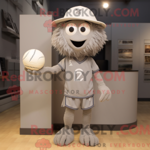 Gray Volleyball Ball mascot...